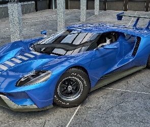 Niebieski, 2017, Ford GT Supercar