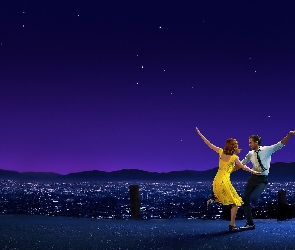 Film, La La Land, Miasto nocą, Ryan Gosling, Taniec, Emma Stone