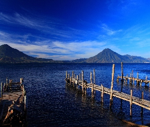Pomosty, Wulkany, Gwatemala, Jezioro Atitlan