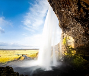 Islandia, Skała, Wodospad Seljalandsfoss