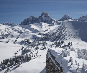 Wyoming, Góry, Zima, Park Narodowy Grand Teton, Stany Zjednoczone