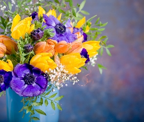 Anemony, Tulipany, Bukiet Kwiatów