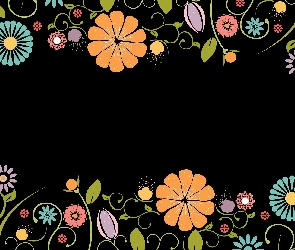 Grafika 2D, Tło, Czarne, Kwiaty, Tekstura