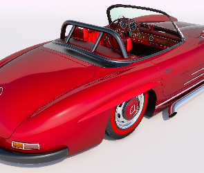 Czerwony, 1956, Roadster, Mercedes Benz 300 SL, Zabytkowy