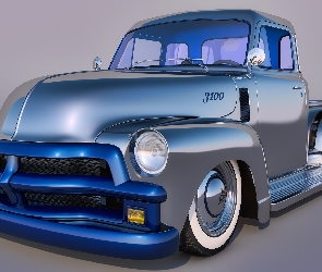 Zabytkowy, 1954, Chevrolet 3100 Pickup, Niebieski