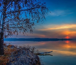 Brzoza, Fractalius, Jezioro, Zachód słońca