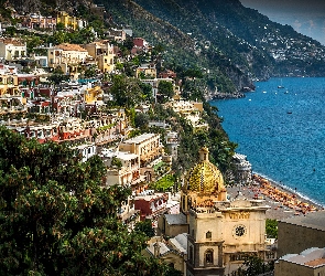 Włochy, Domy, Wybrzeże, Miasteczko Amalfi