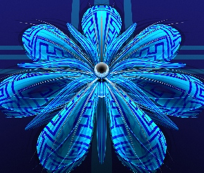 Niebieski, Kwiat, Grafika 3D