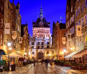Miasto nocą, Ulica, Polska, Gdańsk