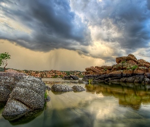 Stan Arizona, Stany Zjednoczone, Kamienie, Jezioro Watson Lake, Chmury, Brzeg, Prescott