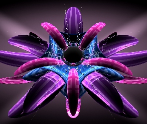 Fioletowy, Kwiat, Grafika 3D