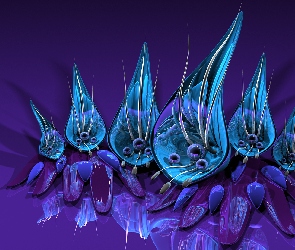 Szklane, Kwiaty, Grafika 3D