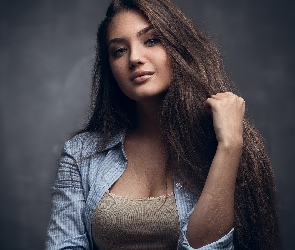Uśmiechnięta, Szatynka, Kobieta