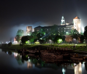 Polska, Noc, Zamek Królewski na Wawelu, Wawel, Kraków