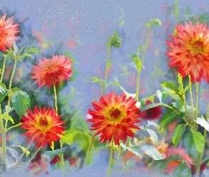 Malarstwo, Alberto Guillen, Dalie, Kwiaty