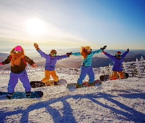 Zima, Zawodnicy, Snowboard, Trasa