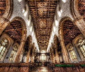 Blythburg, HDR, Kościół Świętej Trójcy, Wnętrze, Anglia
