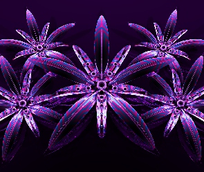 Fioletowe, Kwiaty, Grafika 3D