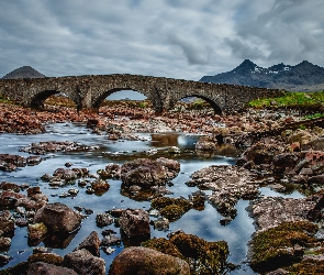 Szkocja, Góry, Kamienie, Most, Rzeka