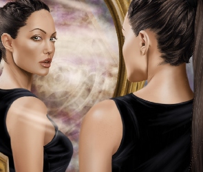 Lustro, Lara Croft
, Tomb Raider, Twarz, Angelina Jolie