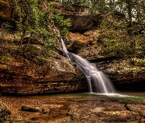 Stan Ohio, Skały, Wodospad Cedar Falls, Park stanowy Hocking Hills, Stany Zjednoczone