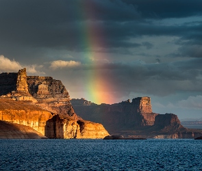 Kanion, Jezioro Powell, Zatoka Padre Bay, Tęcza, Arizona
