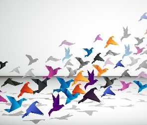 Ptaki, Origami, Kolorowe