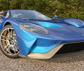 Niebieski, 2017, Ford GT, Supersamochód