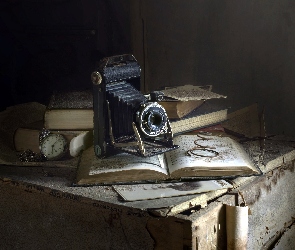 Zegarek, Książki, Kompozycja, Aparat fotograficzny