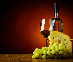 Kompozycja, Winogrona, Wino, Ser