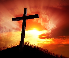 Krzyż, Wielkanoc, Pasja, Zachód słońca, Chrześcijaństwo