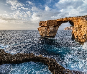 Most, Skały, Wybrzeże, Skalny, Morze, Malta, Wyspa Gozo