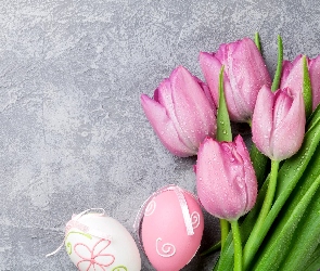 Pisanki, Krople, Wielkanoc, Tulipany