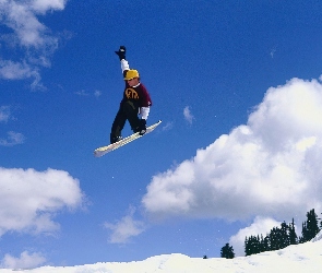 śnieg, zima, Snowbording
