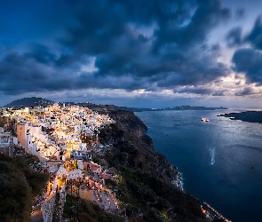 Grecja, Morze, Miasteczko, Santorini