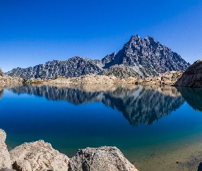 Skały, Jezioro, Stan Waszyngton, Stany Zjednoczone, Góry, Góra Mount Stuart