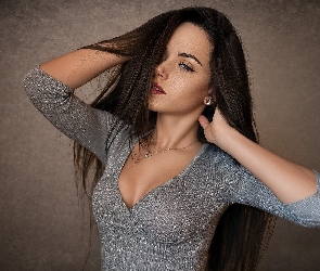 Styl, Moda, Modelka, Kobieta, Twarz, Włosy