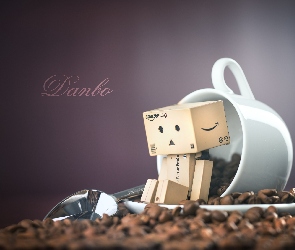 Kartonowy, Filiżanka, Kawa, Ludzik, Danbo