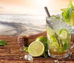 Drink, Lód, Limonki, Szklanka, Mojito