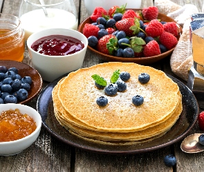 Owoce, Marmolady, Maliny, Borówki, Naleśniki