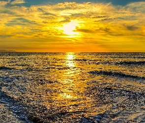 Morze, Odbicie, Zachód Słońca