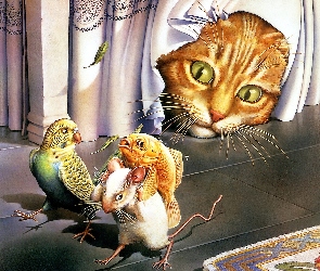 Mysz, Papuga, Kot