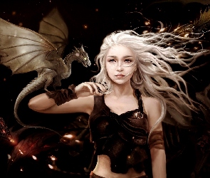 Smok, Daenerys Targaryen, Fantasy, Dziewczyna