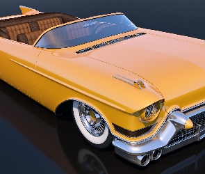 Zabytkowy, 1957, Cadillac Eldorado Convertible, Żółty