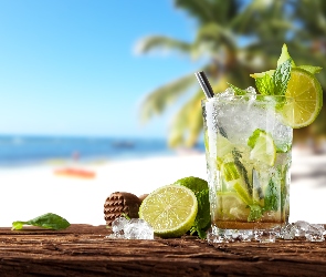 Drink, Wakacje, Limonki, Lód, Mojito