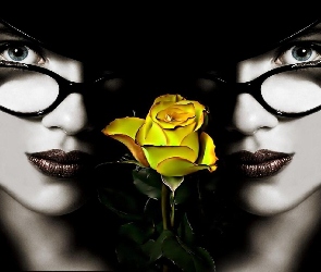 Okulary, Róża, Kobieta