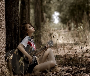 Gitara, Drzewa, Dziewczyna