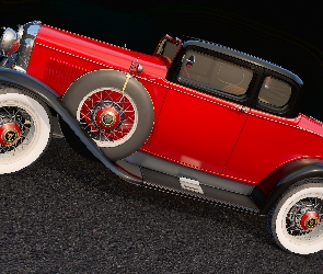 1932, Ford Coupe Deluxe, Zabytkowy, Czerwony