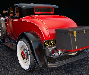 Czerwony, 1932, Ford Coupe Deluxe, Zabytkowy