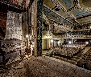 Pianino, Scena, Stany Zjednoczone, Zaniedbany, Rząd, Widownia, Stan Massachusetts, Krzeseł, Teatr Orpheum, New Bedford, Stary